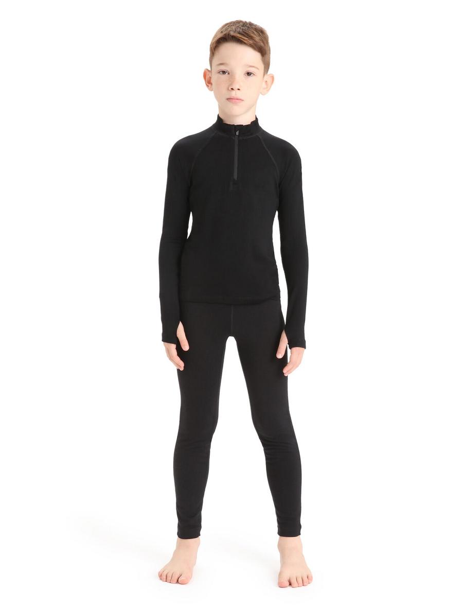 Black Icebreaker Merino 260 Tech Half Zip Thermal Top Kids' Long Sleeve | AU 1941FDNM